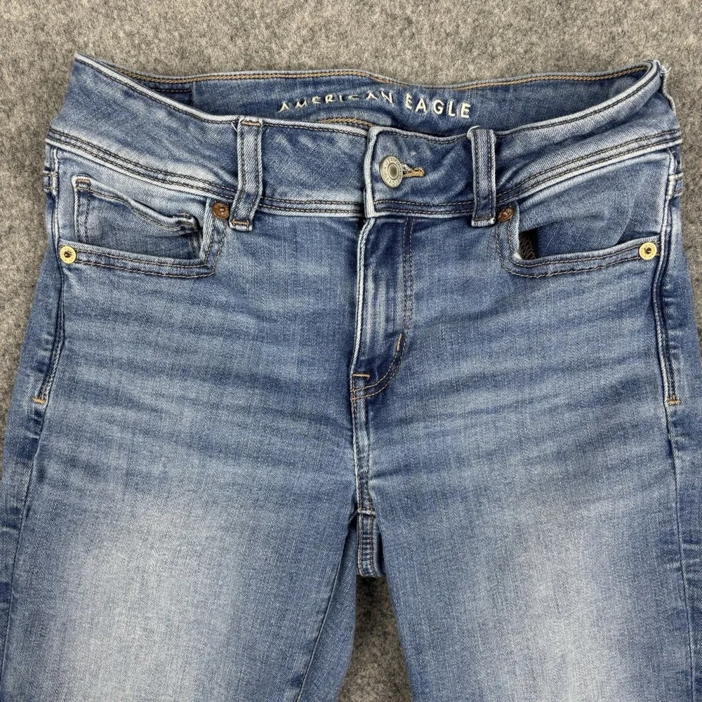 American Eagle Next Level Stretch Jeans Women's 2 Kick Boot Medium Wash Blue EUC